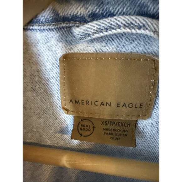 American Eagle AE Denim Jean Jacket Womens Size XS Cropped Distressed Y2K Grunge - Picture 5 of 11